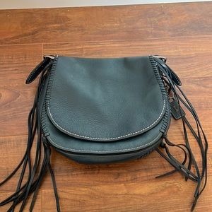 Coach Pebble Leather Fringe Saddle Bag